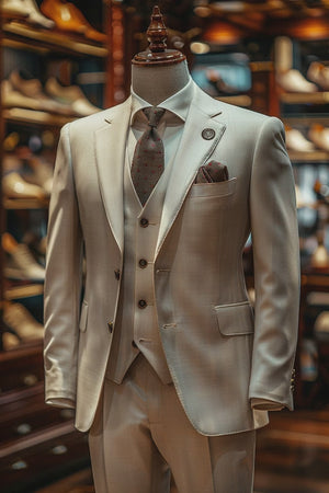 Men's Off-White Wool Suit — Custom Made to Measure | SuitedNoir — 2