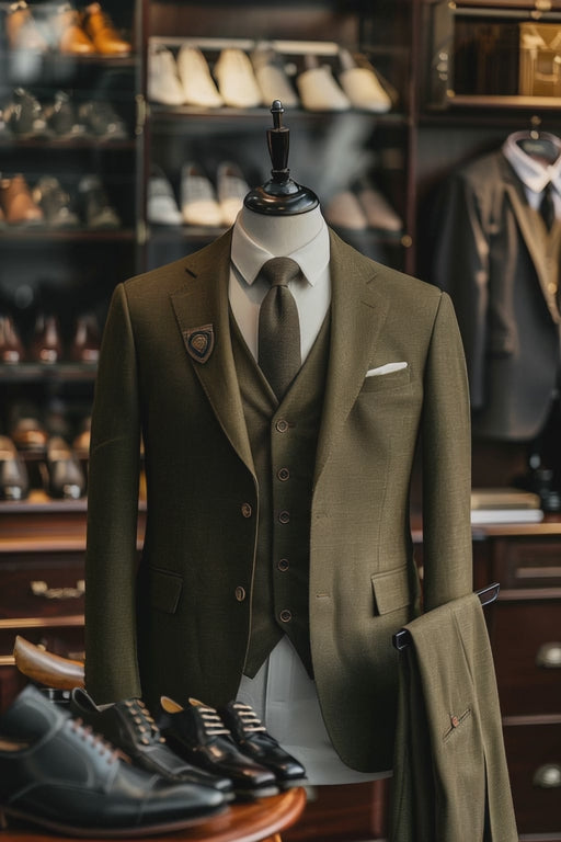 Sage Green Linen Suit — custom made to measure men's suit by SuitedNoir