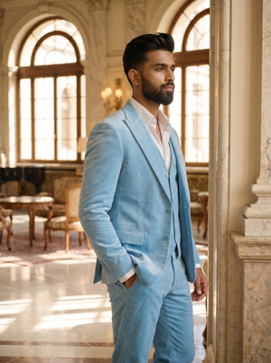 Baby Blue Velvet 3-Piece Suit — Custom Made to Measure — 2