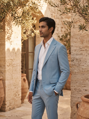 Baby Blue Wool Groomsmen Suit — Custom Made to Measure — 2
