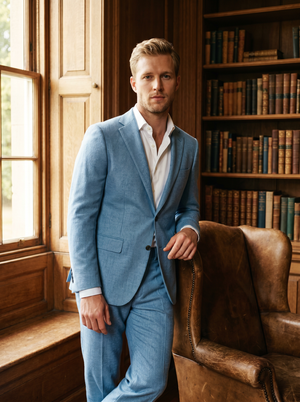 Baby Blue Wool Suit — Custom Made to Measure — 1