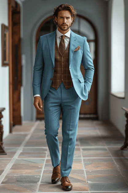 Baby Blue Cotton Graduation Suit — Custom Made to Measure