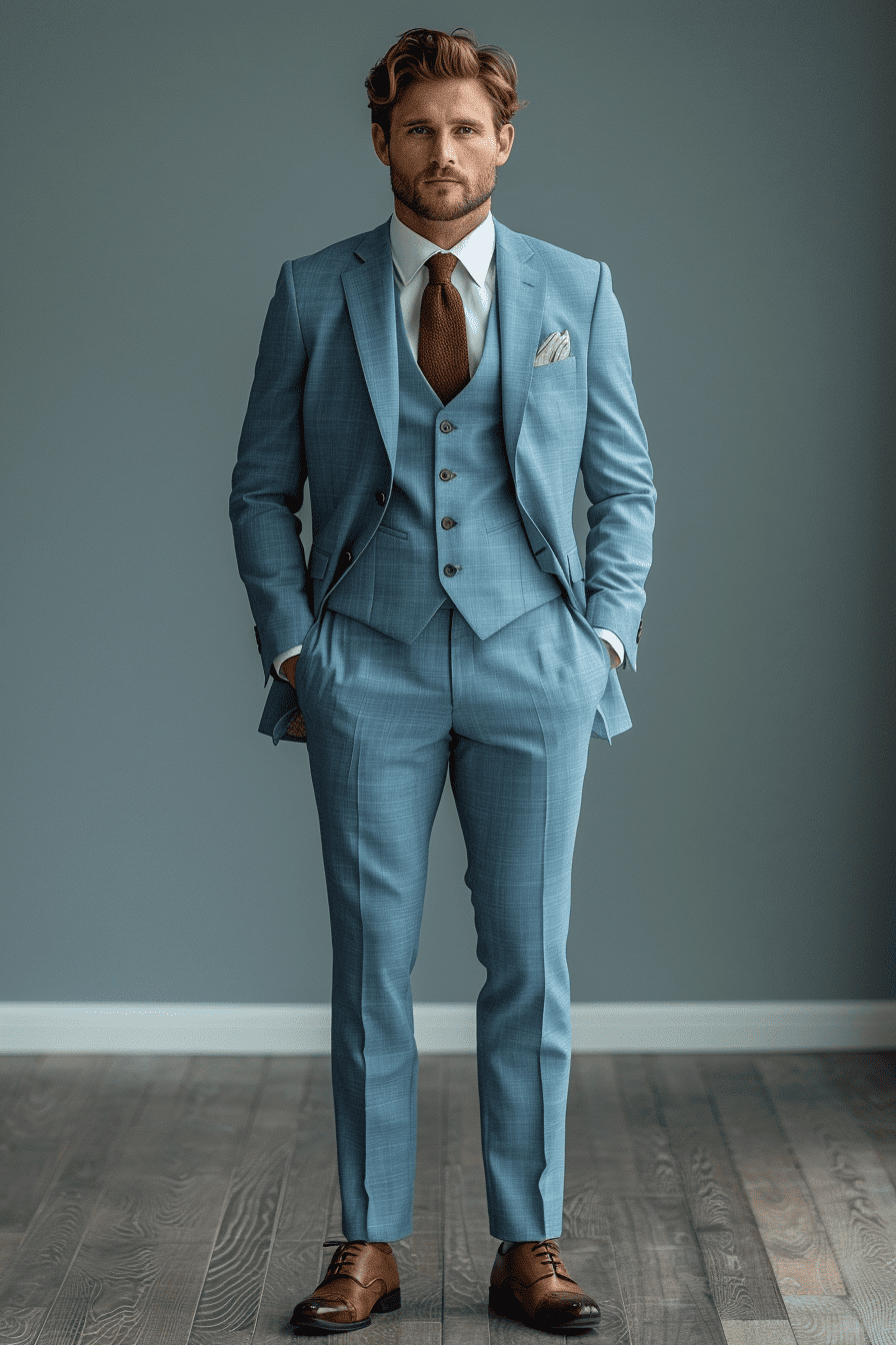 Baby Blue Cotton Graduation Suit — Custom Made to Measure