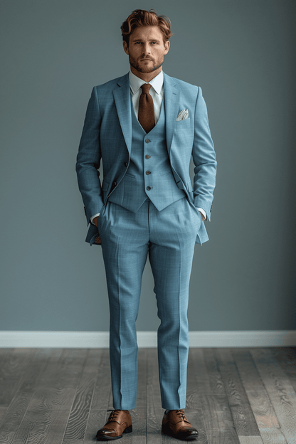Baby Blue Cotton Graduation Suit — Custom Made to Measure