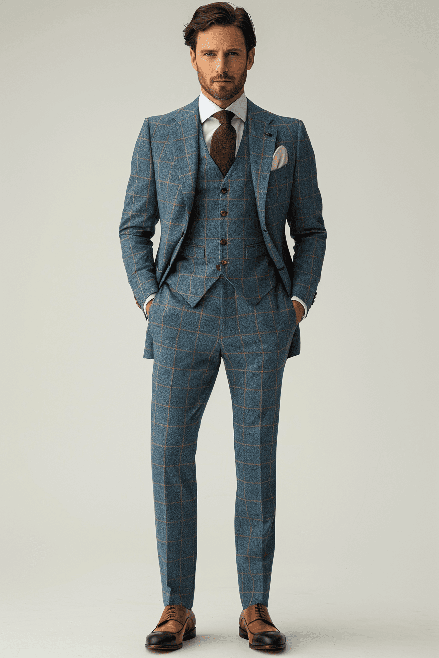 Baby Blue Flannel Suit — Custom Made to Measure