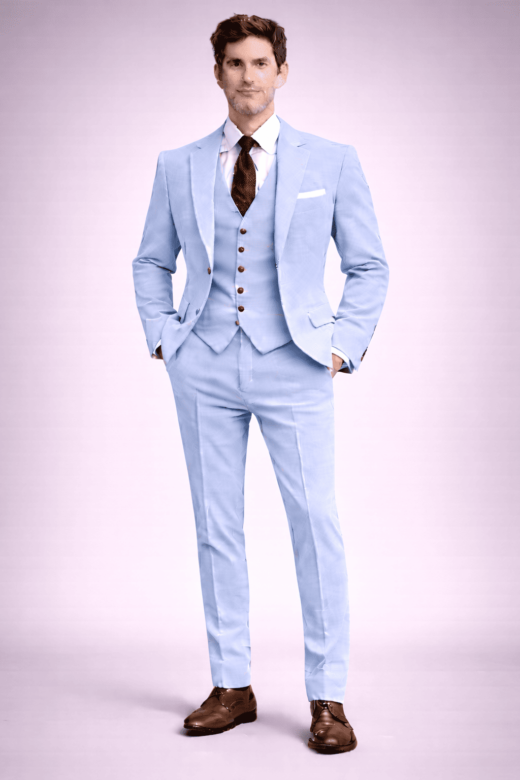 Baby Blue Linen Father of the Bride Suit — Custom Made to Measure