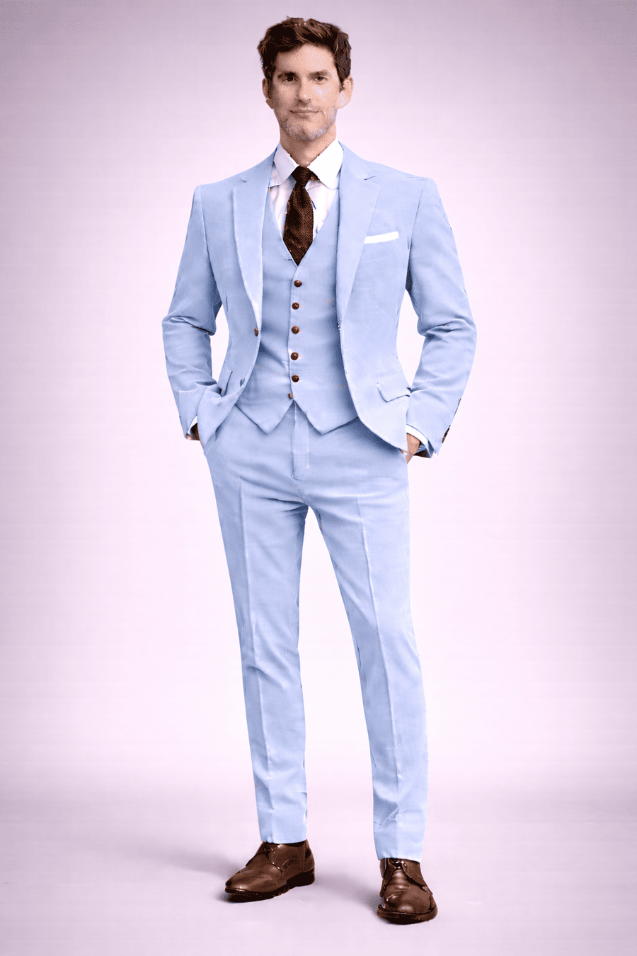 Baby Blue Linen Father of the Bride Suit — Custom Made to Measure
