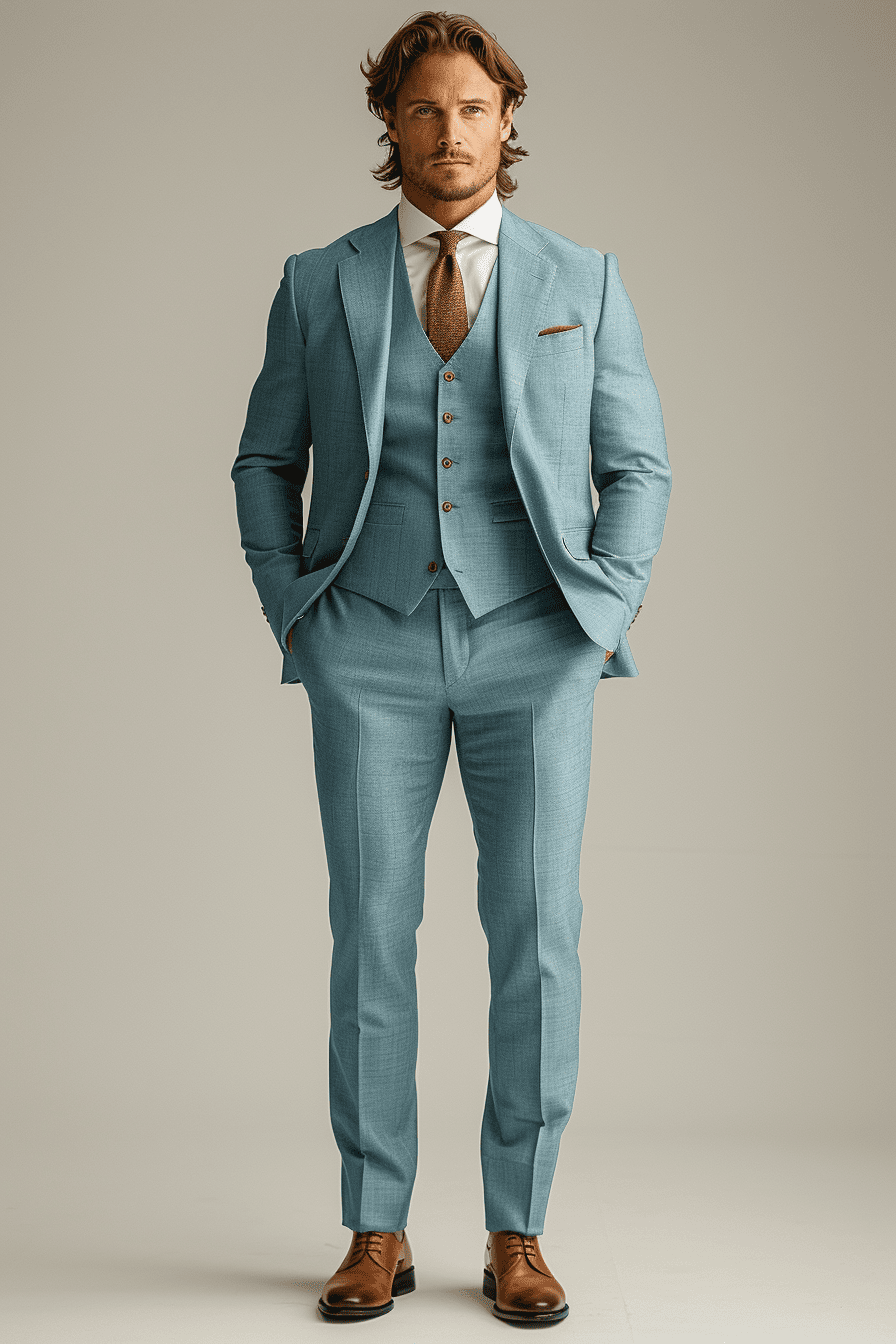 Baby Blue Silk Blend Father of the Bride Suit — Custom Made to Measure