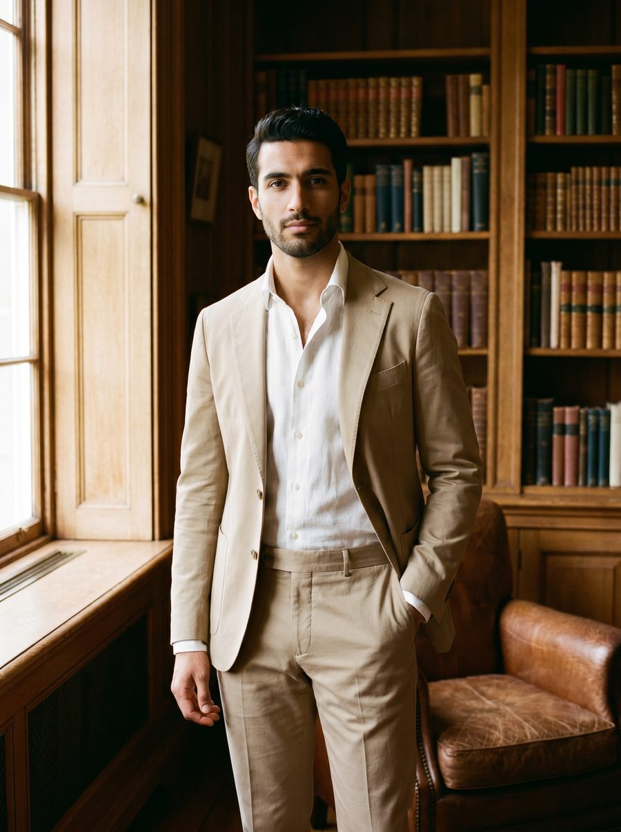 Beige Cotton Suit — Custom Made to Measure