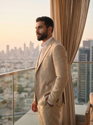 Beige Linen Suit — Custom Made to Measure — 2