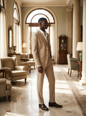 Beige Silk Blend 3-Piece Suit — Custom Made to Measure — 2