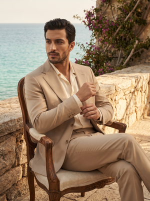 Beige Silk Blend Suit — Custom Made to Measure — 3