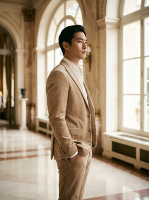 Beige Velvet Groomsmen Suit — Custom Made to Measure — 2
