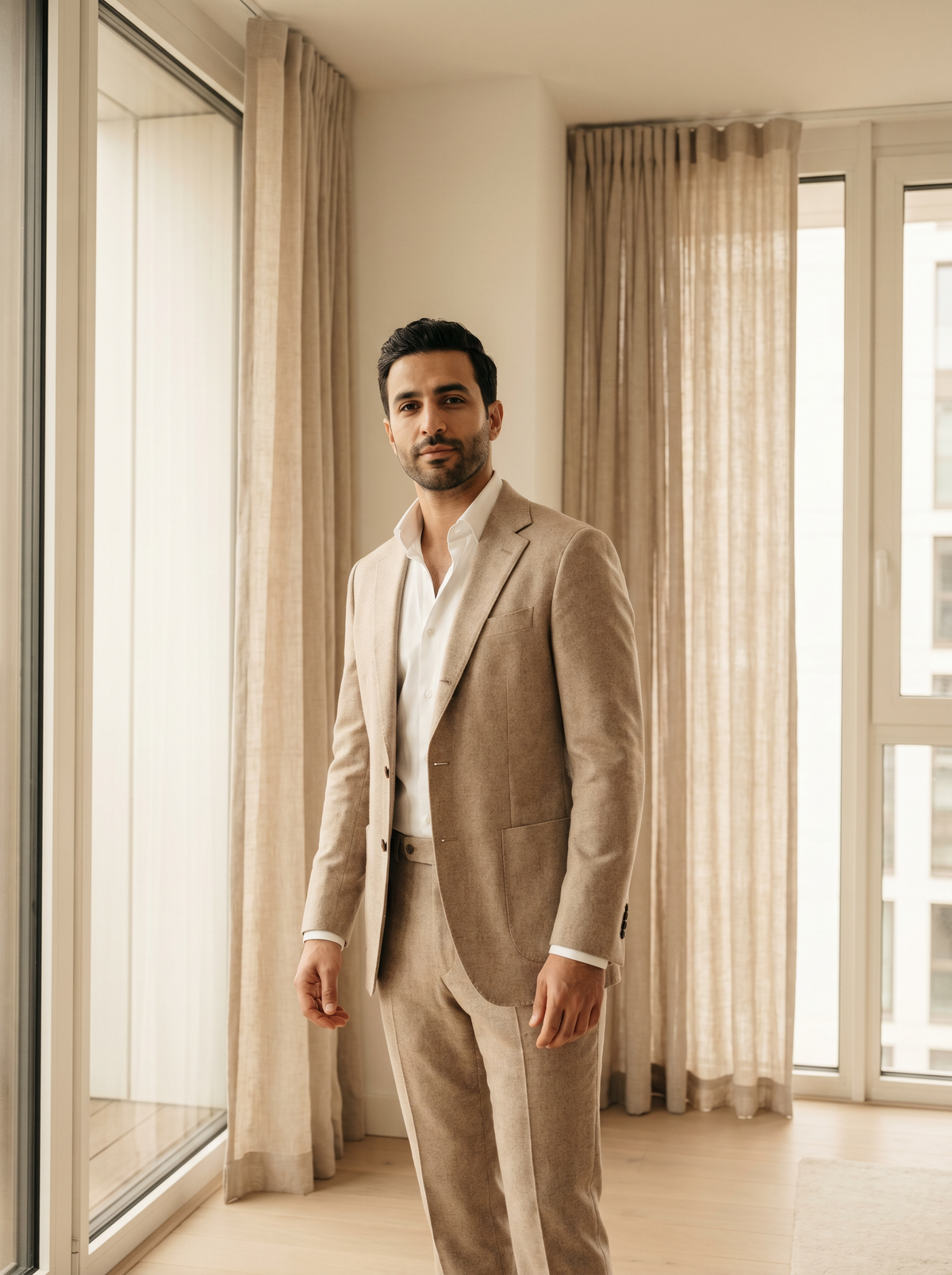 Beige Wool Suit — Custom Made to Measure