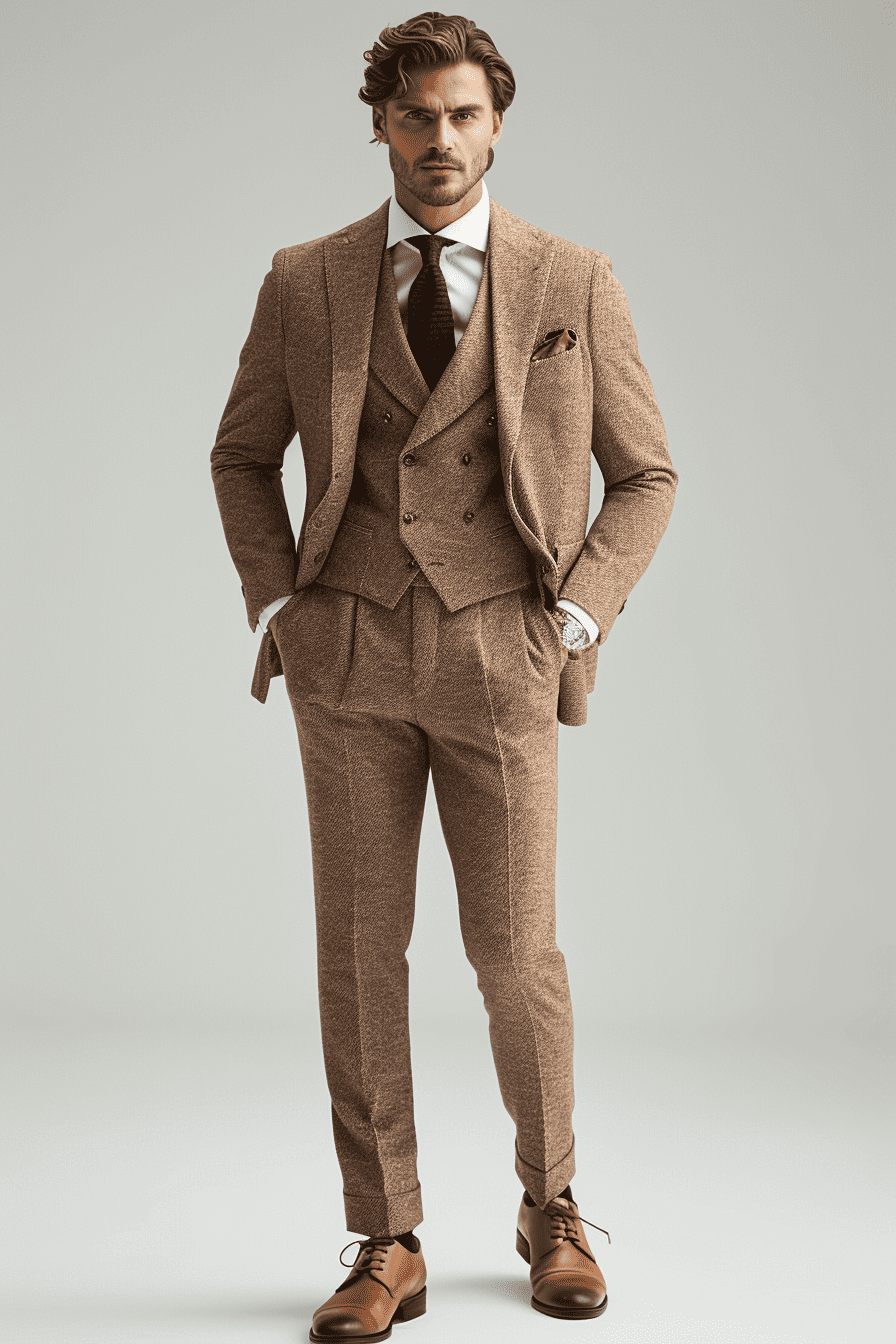 Beige Silk Blend Father of the Bride Suit — Custom Made to Measure