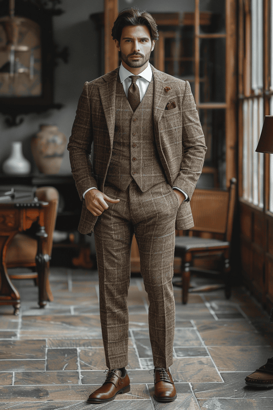 Beige Tweed Suit — Custom Made to Measure
