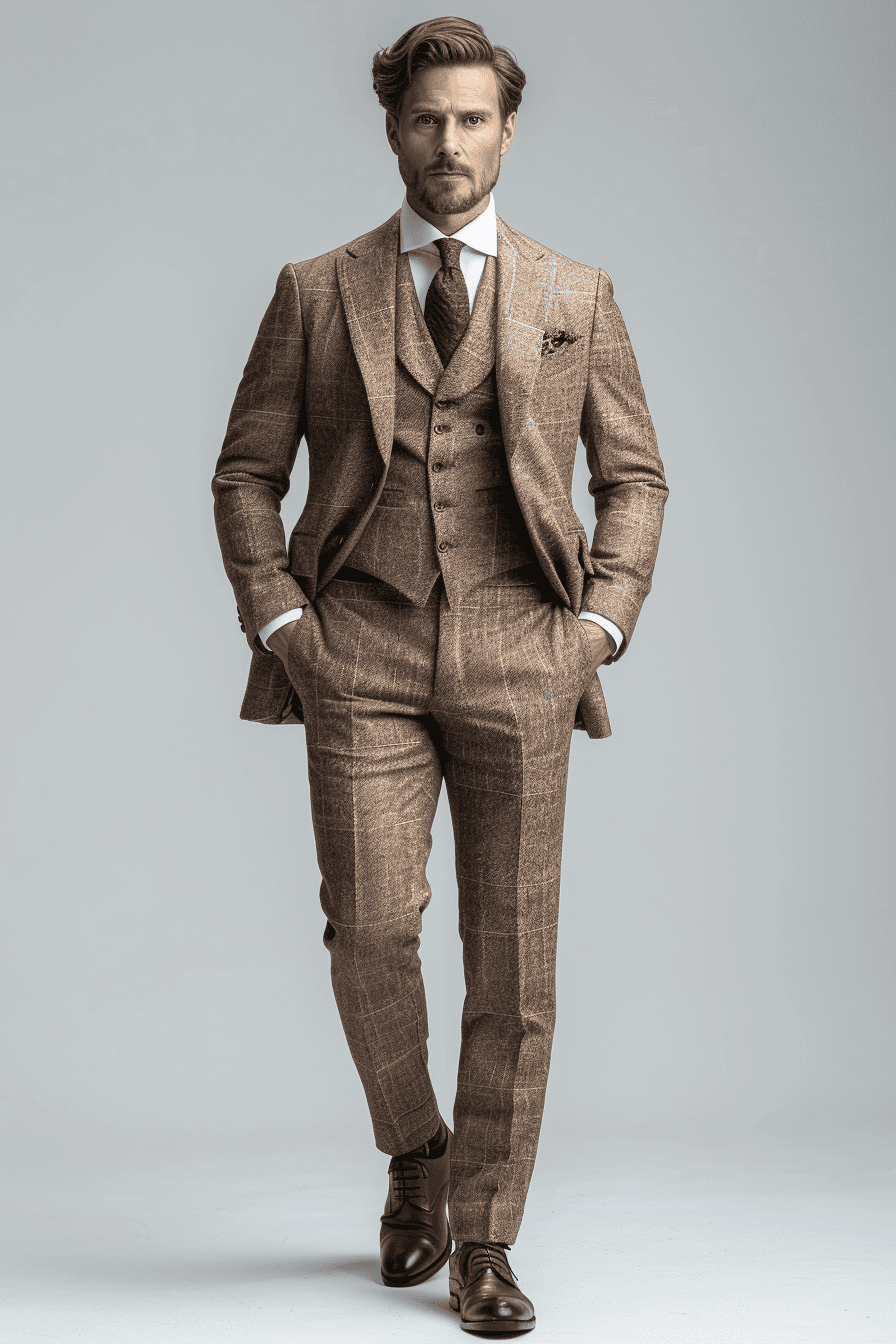 Beige Wool Cocktail Party Suit — Custom Made to Measure