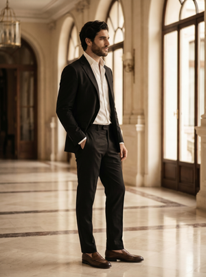Black Cotton Groomsmen Suit — Custom Made to Measure — 2