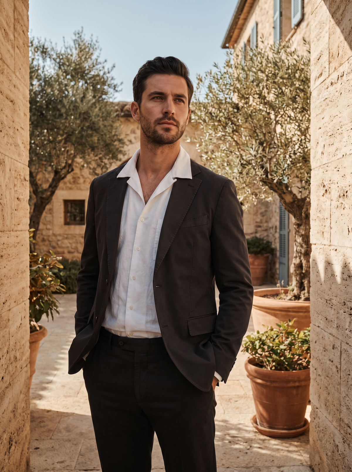 Black Cotton Suit — Custom Made to Measure