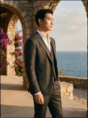 Black Silk Blend 3-Piece Suit — Custom Made to Measure — 2