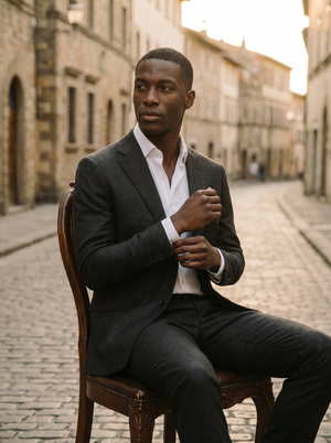 Black Wool Groomsmen Suit — Custom Made to Measure — 3