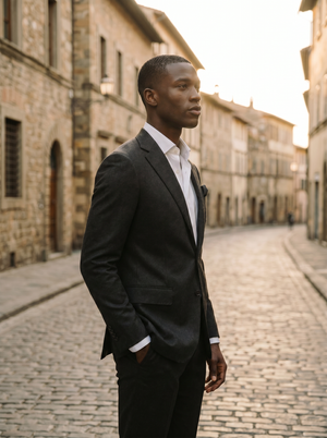 Black Wool Groomsmen Suit — Custom Made to Measure — 2