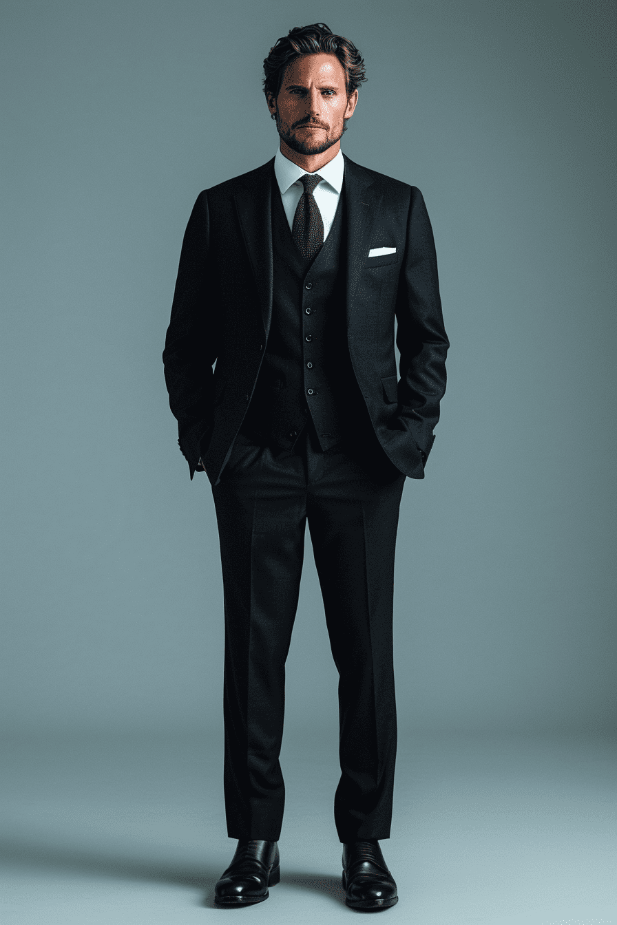 Black Cotton Father of the Bride Suit — Custom Made to Measure
