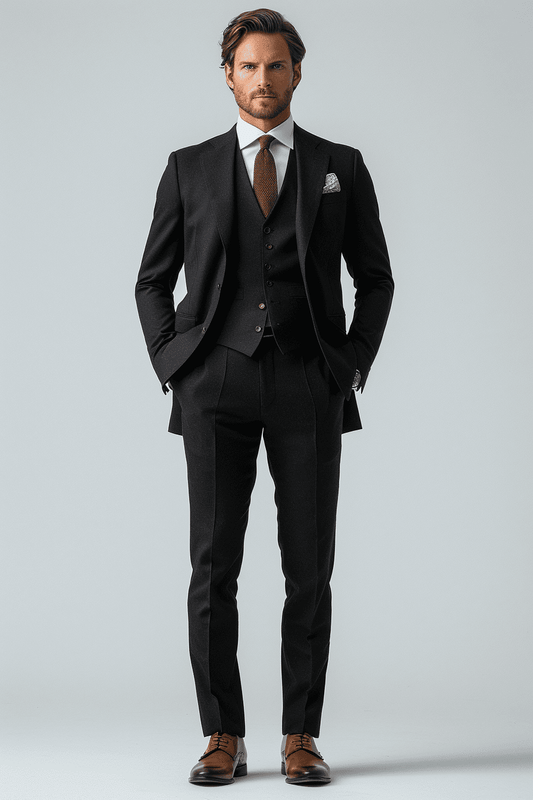 Black Cotton Graduation Suit — Custom Made to Measure