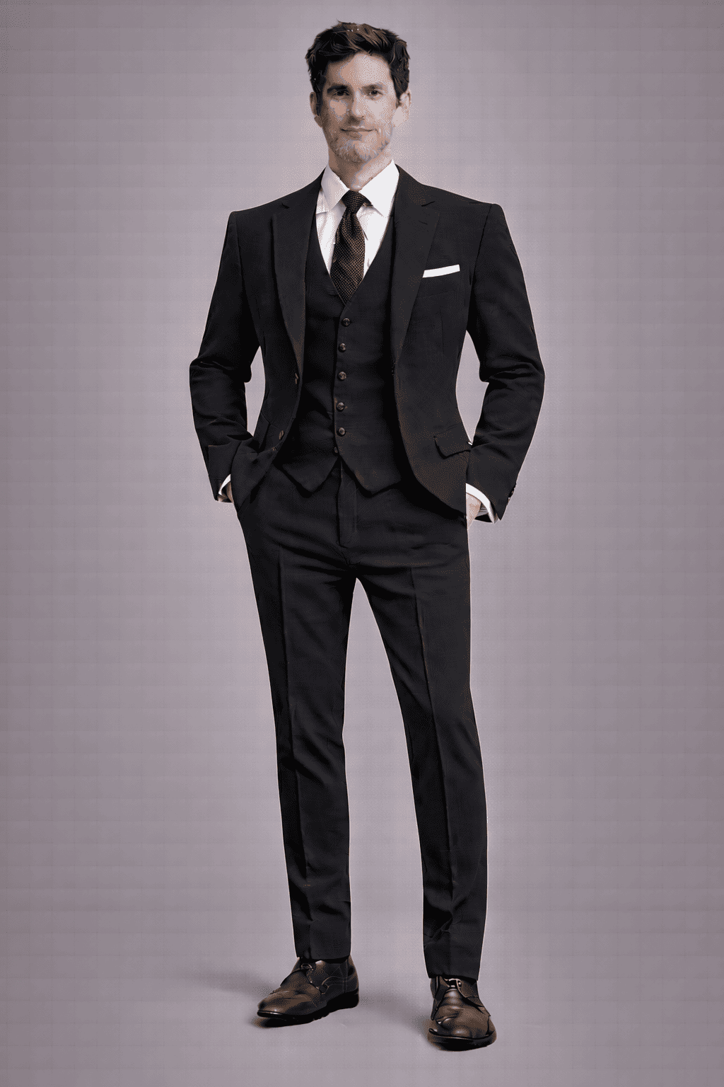 Black Cotton Slim Fit Suit — Custom Made to Measure