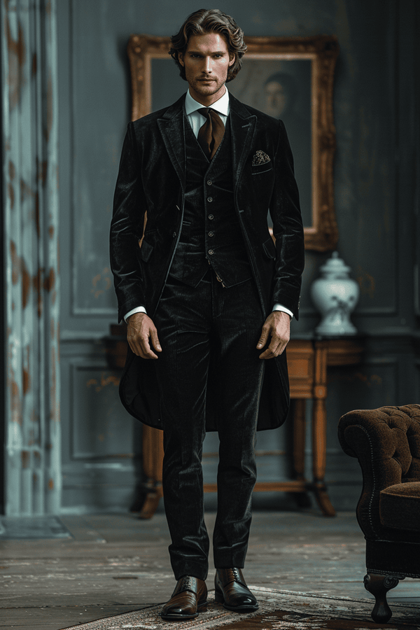 Black Velvet Cocktail Party Suit — Custom Made to Measure