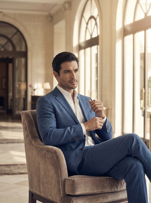 Blue Cotton Groomsmen Suit — Custom Made to Measure — 3