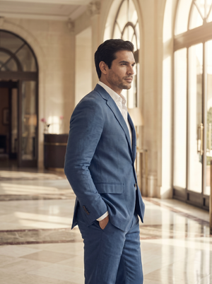 Blue Cotton Groomsmen Suit — Custom Made to Measure — 2