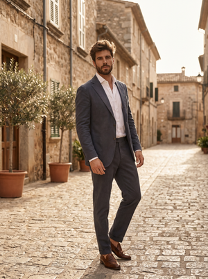 Blue Cotton Suit — Custom Made to Measure — 1