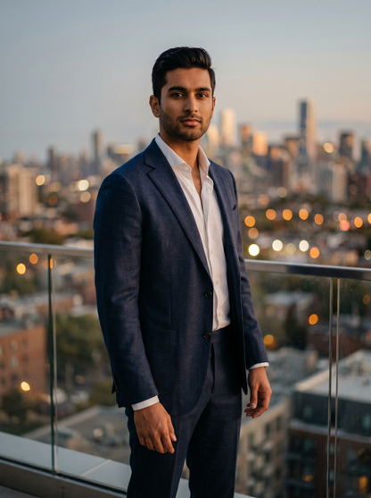 Blue Flannel Suit — Custom Made to Measure - front view