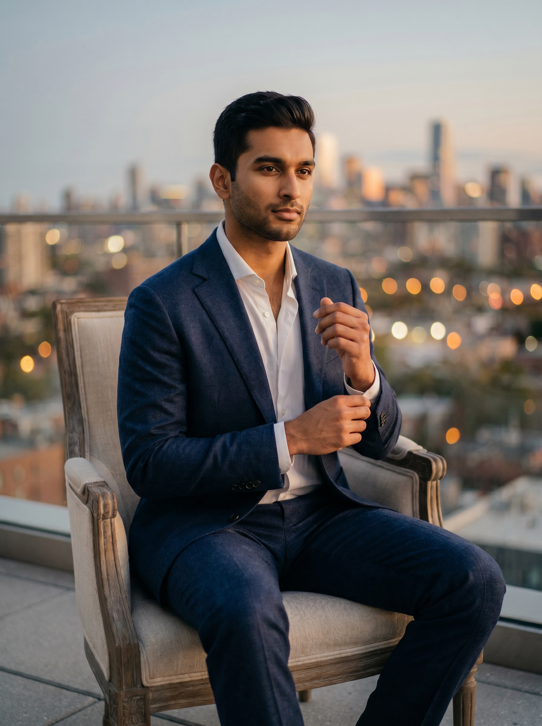 Blue Flannel Suit — Custom Made to Measure - seated view
