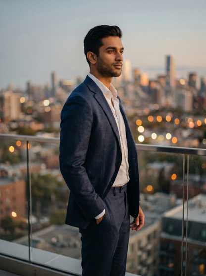 Blue Flannel Suit — Custom Made to Measure - side view