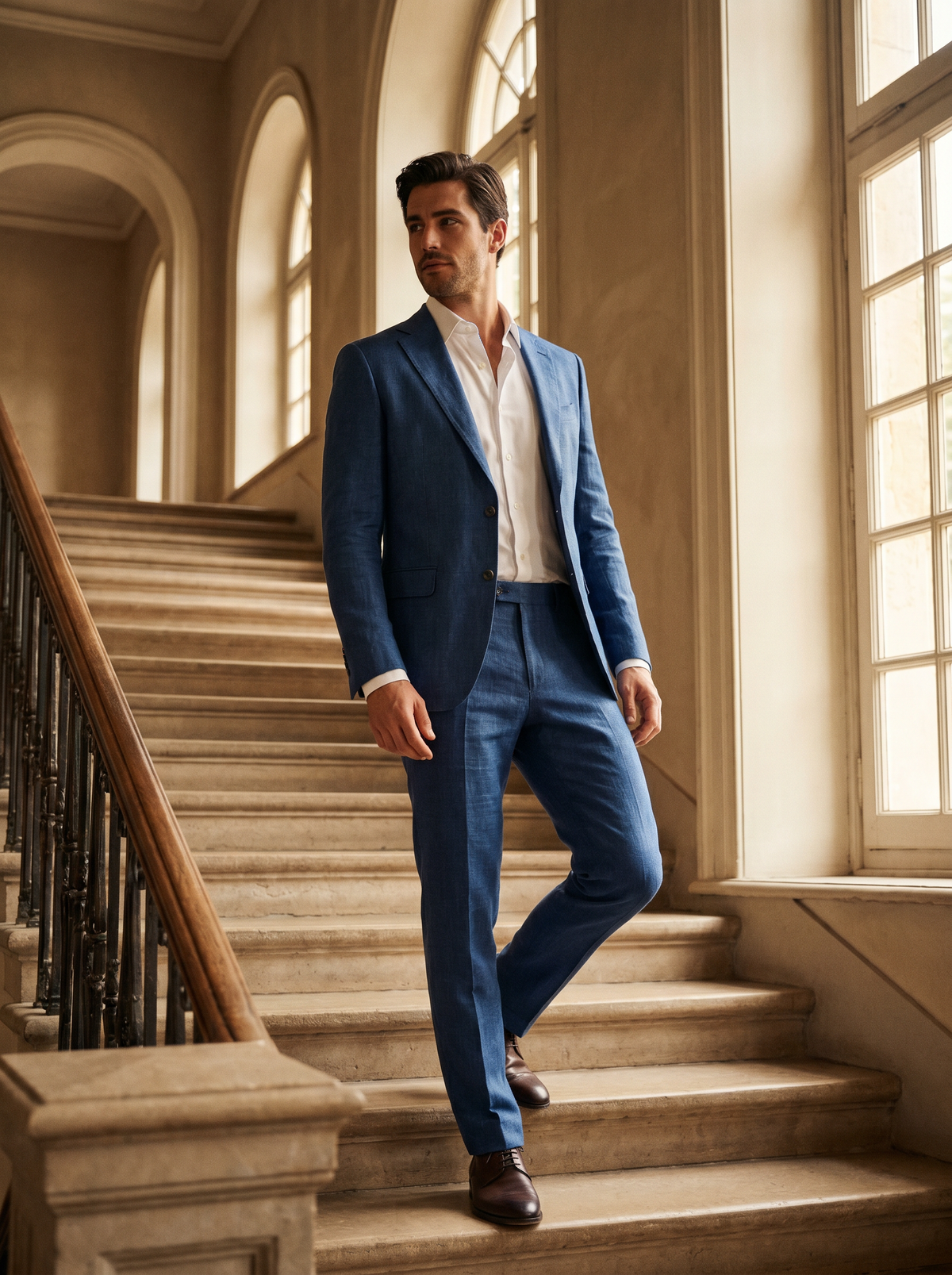 Blue Linen Suit — Custom Made to Measure