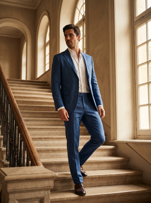 Blue Linen Suit — Custom Made to Measure — 1