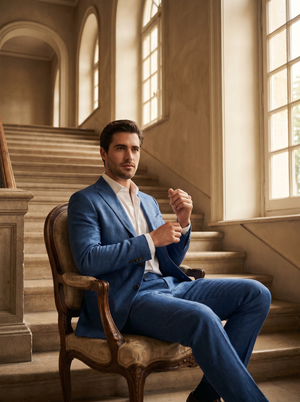 Blue Linen Suit — Custom Made to Measure — 3
