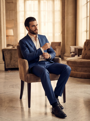 Blue Silk Blend Suit — Custom Made to Measure — 3