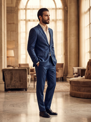 Blue Silk Blend Suit — Custom Made to Measure — 2