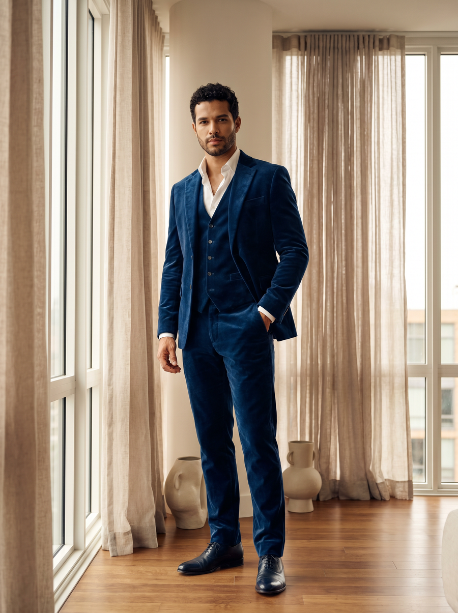 Blue Velvet 3-Piece Suit — Custom Made to Measure