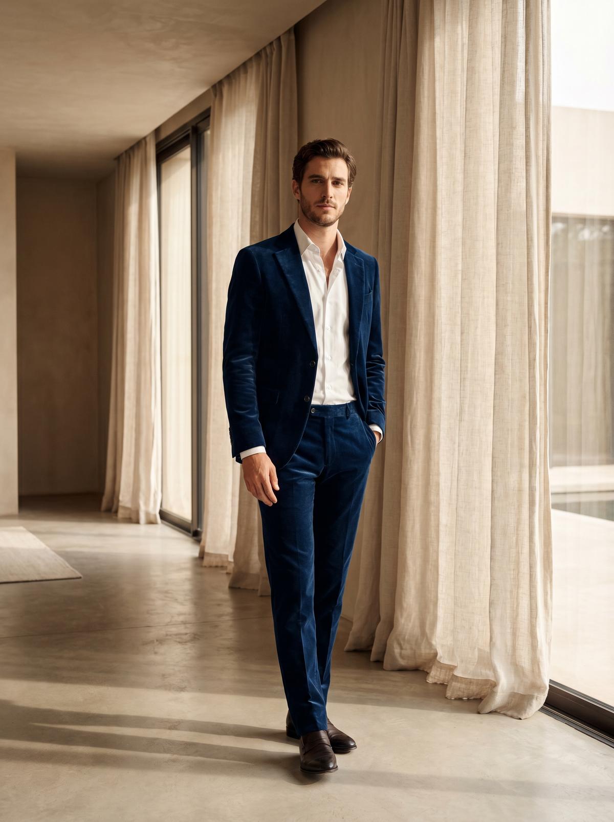 Blue Velvet Groomsmen Suit — Custom Made to Measure