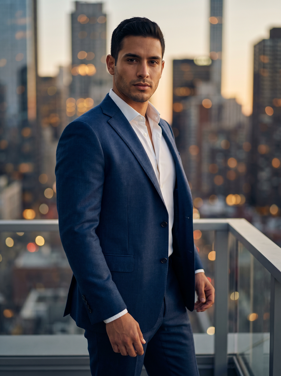 Blue Wool Groomsmen Suit — Custom Made to Measure