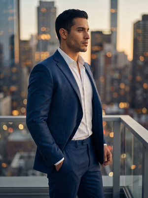 Blue Wool Groomsmen Suit — Custom Made to Measure — 2