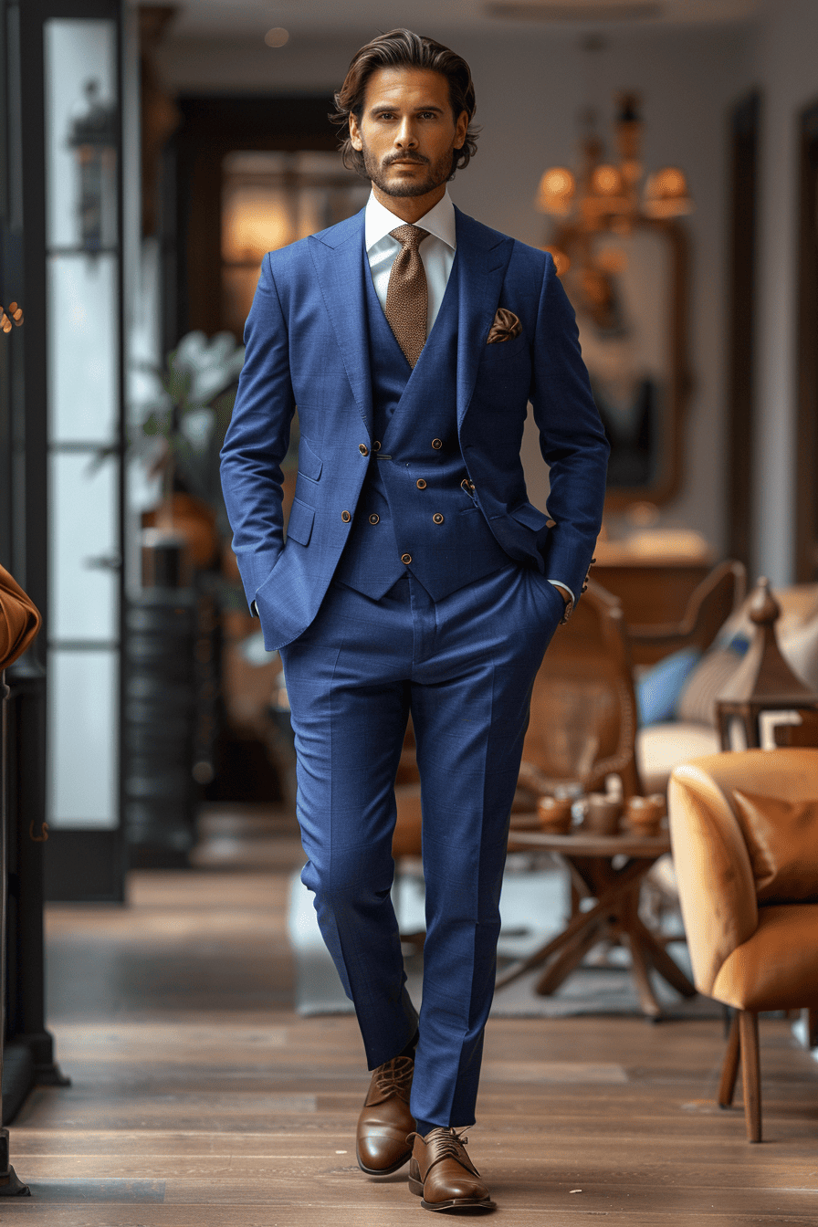 Blue Cotton Graduation Suit — Custom Made to Measure