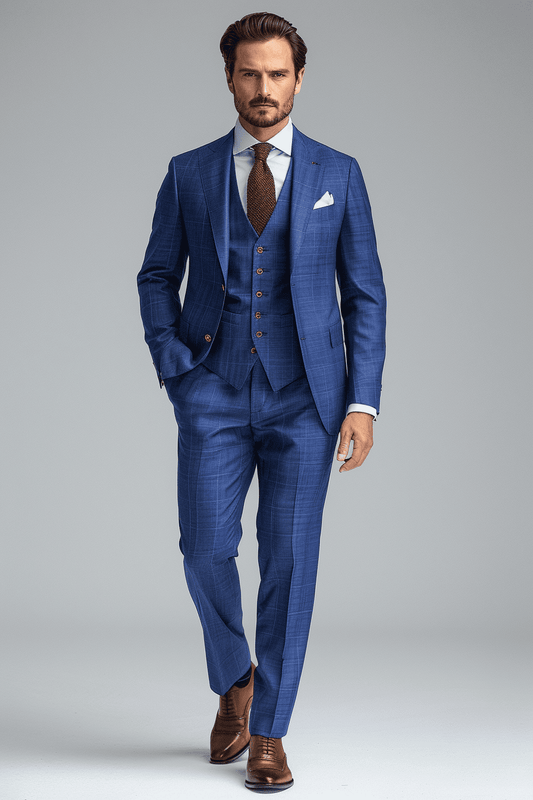 Blue Cotton Graduation Suit — Custom Made to Measure