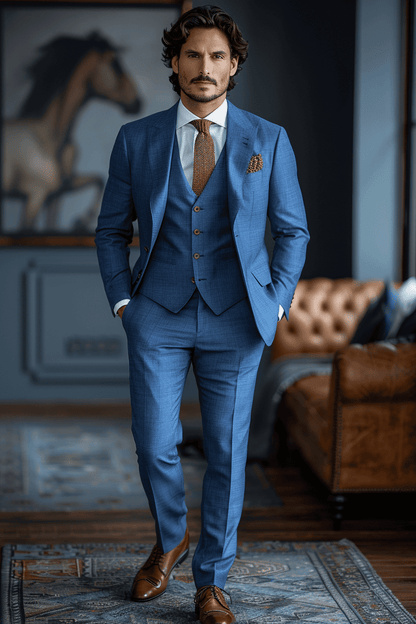 Blue Cotton Graduation Suit — Custom Made to Measure