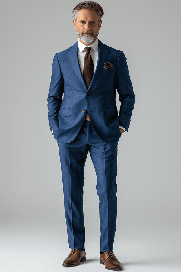 Blue Silk Blend Father of the Bride Suit — Custom Made to Measure