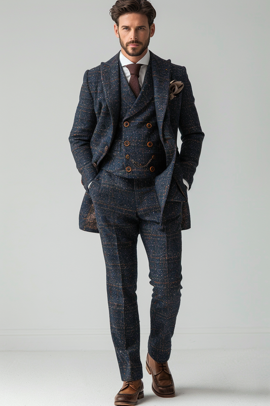 Blue Tweed Suit — Custom Made to Measure